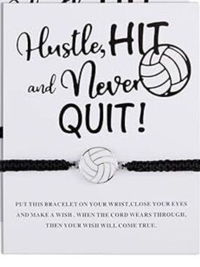 Volleyball Charm Wish Bracelet - Black Cord